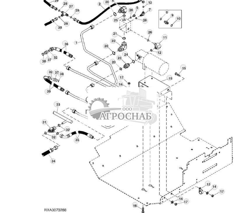 Secondary Steering Lines (European Version) (Without AutoTrac™) 